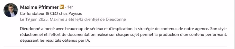 Avis Client Maxime Pfrimmer, CEO Poyesis